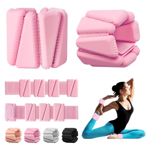 Wrist Weights, Adjustable Wrist Ankle Weights for Women, Wearable Arm & Leg Weights Set of 2(1 lb Each), Weighted Bangles for Walking, Yoga, Dance, Barre, Gym