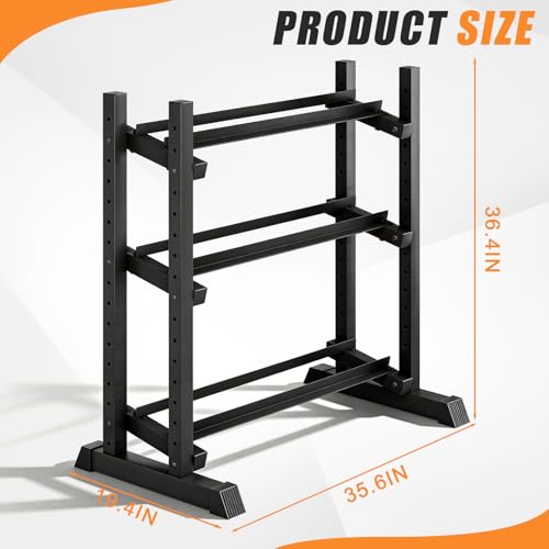 Dumbbell Rack 3-Tier Adjustable Dumbbell Rack Suitable for Dumbbells, Kettlebells, and Other Compact Weights Space-Saving Dumbbell Storage Rack - 1000LBS Capacity - size: STANDARD Rack