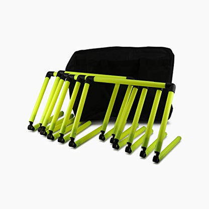 Splay Adjustable Agility Hurdles (Pack of 6 with Carry Bag) - Six Speed Hurdle for Speed Agility Training Football Coaching Drills - Yellow and Red Sport Dog Hurdles