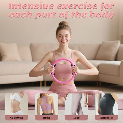 Pilates Equipment Kit for Women - Home Workout Set with Pilates Ring,9.8" Yoga Ball, 5 Resistance Bands, Magic Circle, for Legs, Arms, Thighs, Yoga Set for Beginners