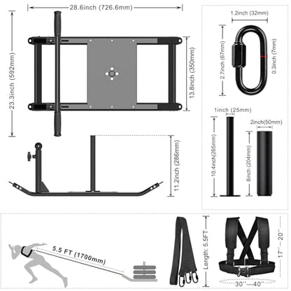 Kipika Weight Sled, Workout Sled, Fitness Strength Training Sled, Speed Training Sled for Athletic Exercise, Speed Improvement, Easily Through Obstacles, Suitable for 1" & 2" Weight Plate