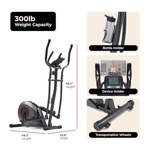 Sunny Health & Fitness Smart Upright Elliptical w/Pulse Sensor Built-in, Indoor Full-Body Cross-Training & Cardio Exercise Machine for Home, Free SunnyFit App Connection