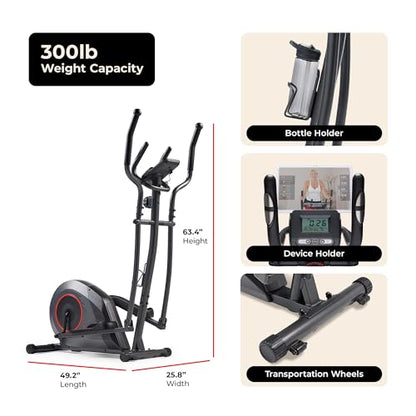 Sunny Health & Fitness Smart Upright Elliptical w/Pulse Sensor Built-in, Indoor Full-Body Cross-Training & Cardio Exercise Machine for Home, Free SunnyFit App Connection