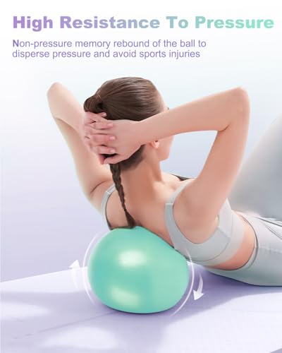9 Inch Pilates Ball Small Exercise Ball, Workout Ball for Barre, Pilates, Yoga, Stability, Workout, Balance, Fitness at Gym Home Office - color: Purple and Green