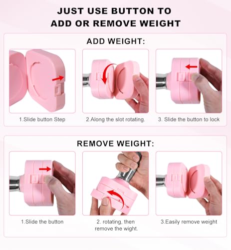 15LB 20LB 30LB 40LB 50LB Adjustable Dumbbell Set Free Weights Dumbbells Set for Women Men Hand Weights Sets Adjust Dumbbell Weight Sets for Home Gym Exercise Workout Strength Training Equipments - color: Pink