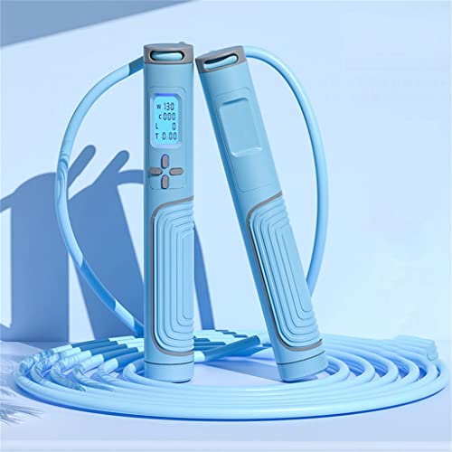 Smart Digital Counter Jump Rope -Free Rapid Speed Cable Gym Fitness Home Exercise Skipping With Sweat-proof Handles - color: Blue