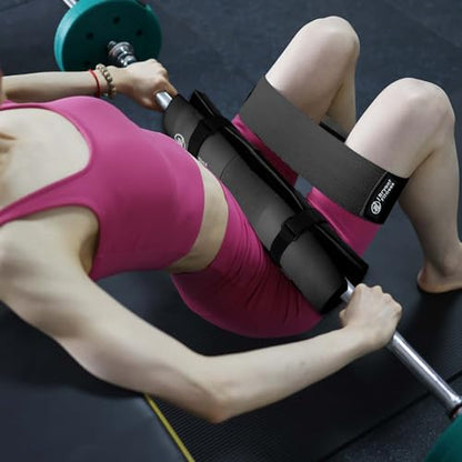 J Bryant Barbell Pad Set with 2 Ankle Straps for Cable Machines Hip Resistance Band Weight Lifting Straps Thick Cushion Hip-Thrusts Pad with Carry Bag for Squats Bench Press Workout - color: black set