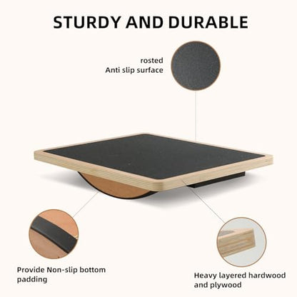 Balance Board Wobble Board for Adults and Kids - Anti-Slip 350LBS Balance Board for Physical Therapy,Balance Training,Posture Correction,Standing Desk Core Strength Wooden Balance Rocker Board