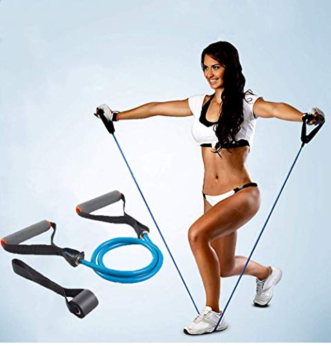 Single Resistance Bands, Workout Bands with Handles and the Exercise Bands with Door Anchor, Suitable for Resistance Training, Physical Therapy, Home Workouts, Boxing Training - color: Blue(15-20lbs)