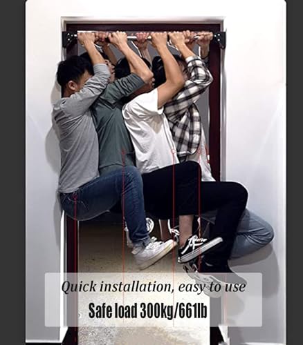 Chin Up Bar Doorway Pull Up Bar with Gymnastics Rings, No Screw Adjustable Strength Training Chin Up Bar Up Bars, Max Load 551lbs Horizontal Exercise Bar (Size : 110-138cm/43.3-54.3in)