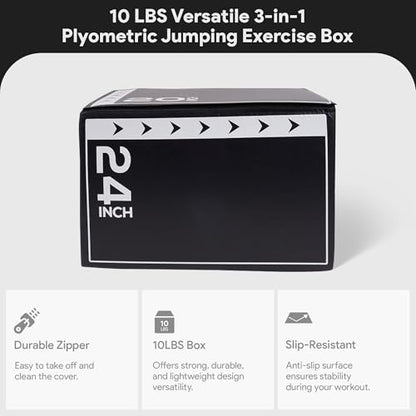 BalanceFrom 3-in-1 Foam Plyometric Jump Box for Home Gym with Multiple Height Options – Versatile Plyo with Non-Slip Surface for Strength, HIIT, Step-Ups, and Agility Training