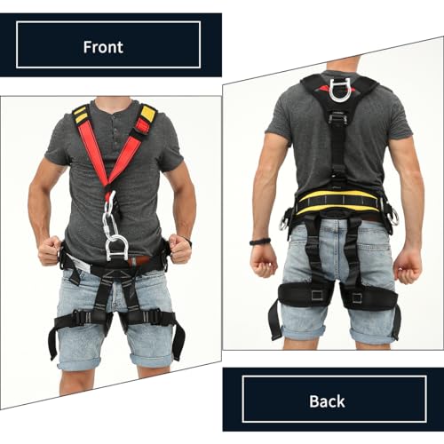 NewDoar Climbing Harness CE Certification Rock Climbing Rappelling Equipment Body Guard Protect Rappelling Rescuing Equip - color: Adult Upgrade Full Body