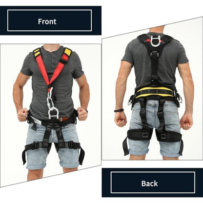 NewDoar Climbing Harness CE Certification Rock Climbing Rappelling Equipment Body Guard Protect Rappelling Rescuing Equip - color: Adult Upgrade Full Body