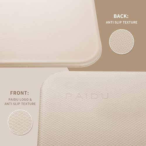 PAIDU Foldable Yoga Mat - 10mm Extra Thick, 75"26" Non-Slip Exercise Fitness Mat | SGS Eco-Certified, Portable for Yoga/Pilates/Studio/Home Workout - color: Beige