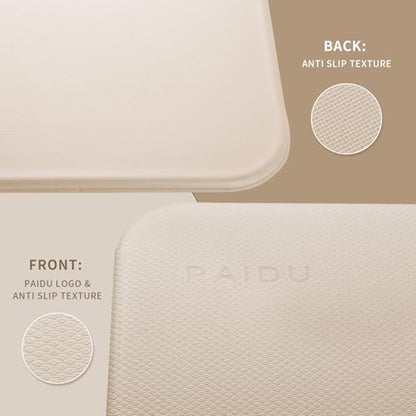 PAIDU Foldable Yoga Mat - 10mm Extra Thick, 75"26" Non-Slip Exercise Fitness Mat | SGS Eco-Certified, Portable for Yoga/Pilates/Studio/Home Workout - color: Beige