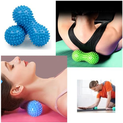 2 Pack Peanut Massage Ball Roller Spiky Double Lacrosse Balls Trigger Point for Stress Reflexology Foot Muscle Therapy Deep Tissue Relieve Strength Exercise Fitness Body