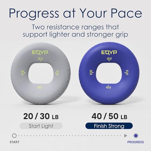 EQYP Hand Grip Strengthener Set Adjustable Resistance – Forearm & Finger Exerciser Kit, Light Medium Heavy, Includes Counter Grip & Donut Squeeze Balls for Strength Training & Home Use - color: Multicolor – Donut Squeeze Grip
