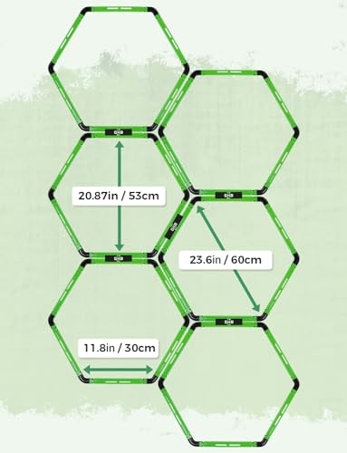 GHB Hex Agility Rings Speed Rings with Carrying Bag 6 Set Portable Hexagon Rings, Agility Ladder for Agility Footwork Training