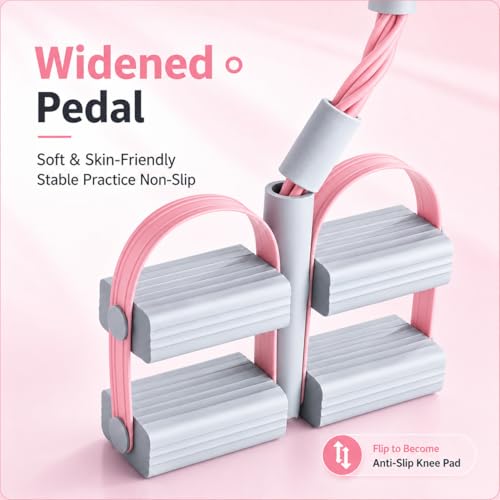 6-Tube Pedal Resistance Bands with Handles & Ab Roller, 2-in-1 Foot Pedal Puller, Home Gym Workout Equipment for Core Training, Full Body Exercise for Arm, Leg, Waist, Back