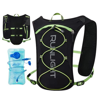 Running Vest for Women Men Lightweight Hydration Backpack Pack with 1.5L Water Bladder Bag Hydro Daypack for Hiking,Trail,Skiing,Camping,Cycling,Race,Marathon - color: Black Green