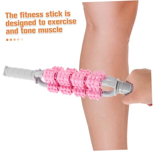 Muscle Massager Stick Leg Rollers Back Neck Shoulder Relief Compact for Travel Yoga - color: Pink