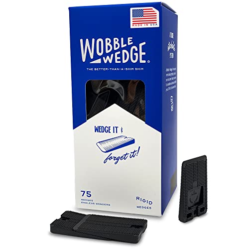 Rigid Plastic Shims, 75 Pack - Made in USA - Multi-Purpose Shim Wedges for Home Improvement & Work - Plastic Wedge for Table, Toilet, Furniture Levelers, & Leveling Feet - Black - size: 75