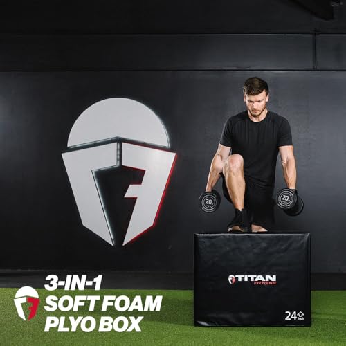 Titan Fitness Soft Foam Plyometric Jump Box, 20in 24in 30in, Pro-Duty Foam Plyo Box, Step Up Exercise Platform, Box Squat, Step-Up, Box Jumps for Home Garage Gym Training