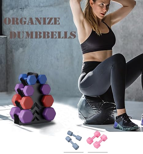 Dumbbell Rack, Stand Only, No Install Needed Small Weight Rack with Dumbbell Protector Edge,Suitable for Rubber-Coated Dumbbells