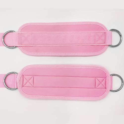 Fitness Ankle Straps for Cable Machines, 2 Pack Comfortable Adjustable Padded Ankle Wrist Cuffs, Kickback Glute Workouts for Men Women, D-Ring Leg Straps with Neoprene Padding