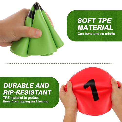 Numbered Poly Spot Markers 9inch Non-Slip Rubber Floor Dots for Gym, Flat Cones with Numbers Agility Markers Poly Spots for Classroom Dance Sports Soccer Basketball Speed Agility Training