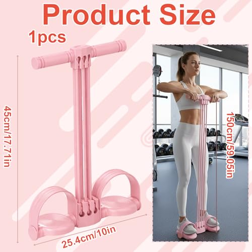 Pedal Resistance Band with Handle, Adjustable 6-Tube Foot Pedal Resistance Band, Multifunction Fitness Bands for Full Body Workout, Home Fitness Training for Abdomen, Arms, Legs & Waist