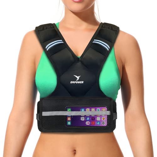 EMPOWER Weighted Vest for Women with Reflective Strips – Fixed 8lbs, Adjustable 4-10lbs (4 in1) or Adjustable10-16lbs (4 in 1), Strengthen Muscles, Boost Bone Health, and Burn More Calories for Workout - Rucking Vest - style: 10lb adjustable weight vest