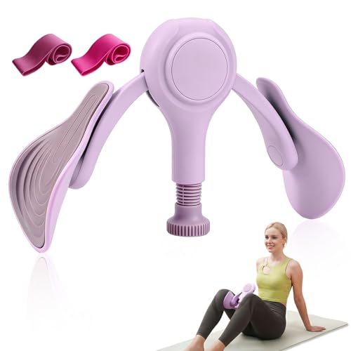 Thigh Trainer Hip & Pelvic Floor Exerciser, Leg Strength Workout Equipment for Women, Adjustable Inner Thigh Kegel Trainer for Home Gym with 2PCS Band