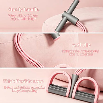 Pedal Resistance Band with Handle,4/6/8 Resistance Levels Elastic Pull Rope, Portable Fitness Bands for Leg Butt Training, Home Gym, Yoga, Pilates