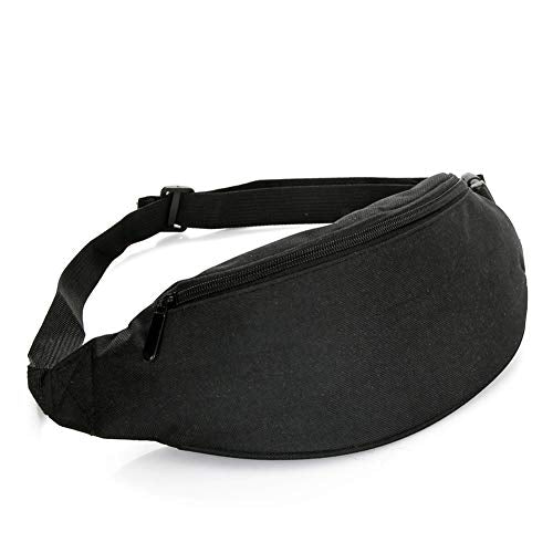 Crossbody Fanny Pack for Men&Women,Large Waist Bag & Hip Bum Bag with Adjustable Strap for Outdoors Workout Traveling Casual Running Hiking Cycling - color: Nylon black