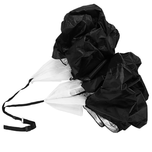 VICASKY Resistance Parachute for Running Speed Training, Small Dual Drag Chutes with Adjustable Straps, Black Sprinting Exercise Equipment for Football and Track Conditioning