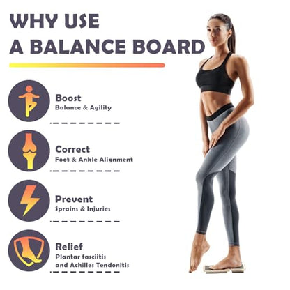 Ankle Balance Board for Stability & Strength Training – Single Leg Balance Board Wobble Board Balance Trainer for Ankle Strengthener, Axis Board for Home Gym, Rehab & Athletic Training