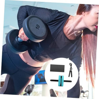 ABOOFAN Mute Ab Roller Wheel with Knee Pad and Jump Rope Non-slip Handles for Comfortable Grip Silent Core Strength Trainer for Women and Beginners Blue and Black Fitness Equipment for