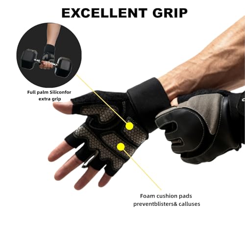 2026 Upgraded Workout Gloves with Wrist Wrap Support Full Palm Protection and Extra Grip for Exercise, Gym, Weightlifting