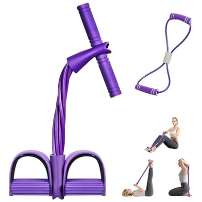 6-Tube Pedal Ankle Puller Resistance Bands with Free Figure 8 Exercise Bands Included,Pedal Puller Resistance Band with Handle for Home Gym,Yoga & Pilates,Ideal to Tone Arms,Abs,Waist Unisex