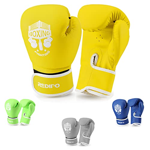 Kids Boxing Gloves, Sponge Foam Training Sparring Gloves Thai Kick Boxing for Kid and Youth, Suitable for Boys and Girls Age 3 to 9 Years - color: yellow, size: 6oz