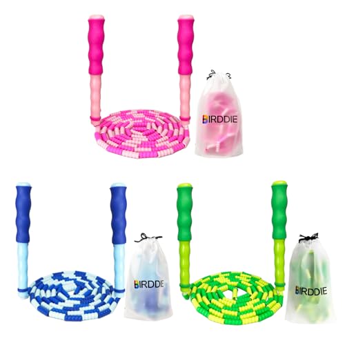 BIRDDIE Soft Beaded Jump Ropes For Kids, Adoult Fat Burning Fitness - color: 3Pack