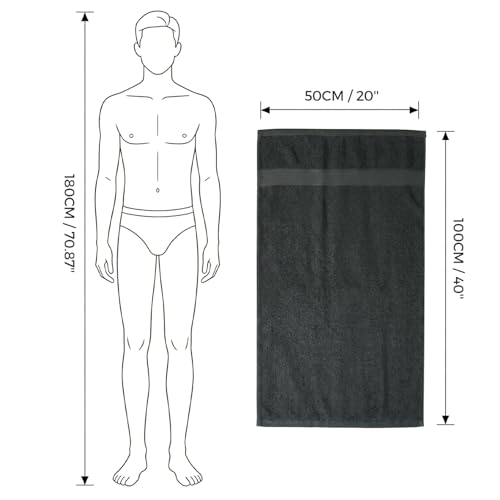 100% Cotton Hand Towel Set of 4, Oversized Ultra Soft Luxury Towels, Thick Plush, Absorbent Heavyweight, Guest Bath, Hotel, Spa, Home Bathroom, Shower,20" x 40" (Dark Grey) - color: Dark Grey