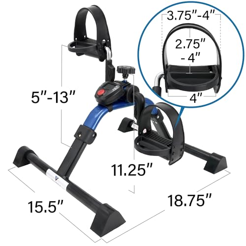 Vaunn Under Desk Bike Pedal Exerciser Ergometer with LCD Display – Mini Pedal Exerciser for Arm & Leg Workout, Folding Desk Cycle for Home Office, Physical Therapy & Low Impact Cardio - style: Royal Blue