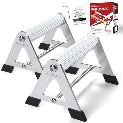 Push Up Bar - All-aluminum Lightweight Pushup Stands with Non-Slip Base, 660LB Capacity, Portable Home Gym Equipment for Strength Training & Floor Workouts、White、6.5inch