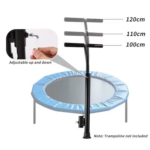 Rebounder Handle Bar, Adjustable Length Stable Soft Foam Surface Fitness Trampoline Handle Bar Only for Adults Straight Legs Within 0.98 Inches in Diameter (Trampoline not Included)