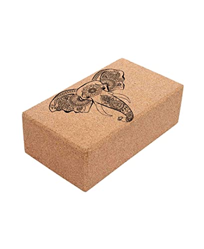 Shakti Warrior Align Cork Yoga Block - Artist Designed, Premium eco friendly cork block, Non Slip, Non Toxic, Great for Regular & Hot Yoga, Pilates and Workouts (9 inch x 6 inch x 3 inch)