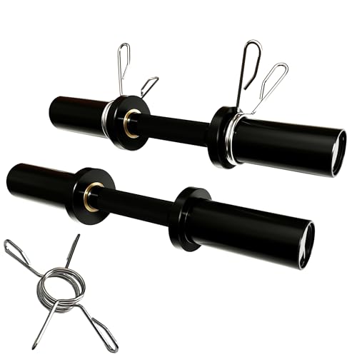 Olympic Loadable Dumbbell Handle, 16 Inch Steel Barbell with 2 Pairs Collar Clips, 200lb Capacity for Home Gym, Weightlifting, Strength Training and Bodybuilding