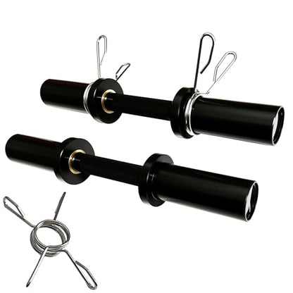 Olympic Loadable Dumbbell Handle, 16 Inch Steel Barbell with 2 Pairs Collar Clips, 200lb Capacity for Home Gym, Weightlifting, Strength Training and Bodybuilding