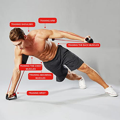 Stable Push Up Bars Resistance Band Power Push Up Plus with 24 Resistance Levels Training Back, Shoulder, Chest and Arm Muscles Equipment